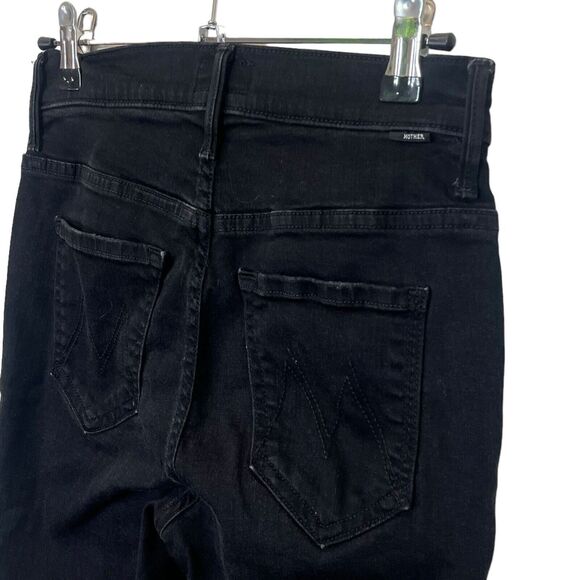 MOTHER Insider Crop Step Fray Jeans Women’s Size 25 Black Mid Rise Raw Hem - Picture 5 of 13